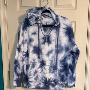 90 Degree By Reflex White and Blue Tie Dye Hoodie
